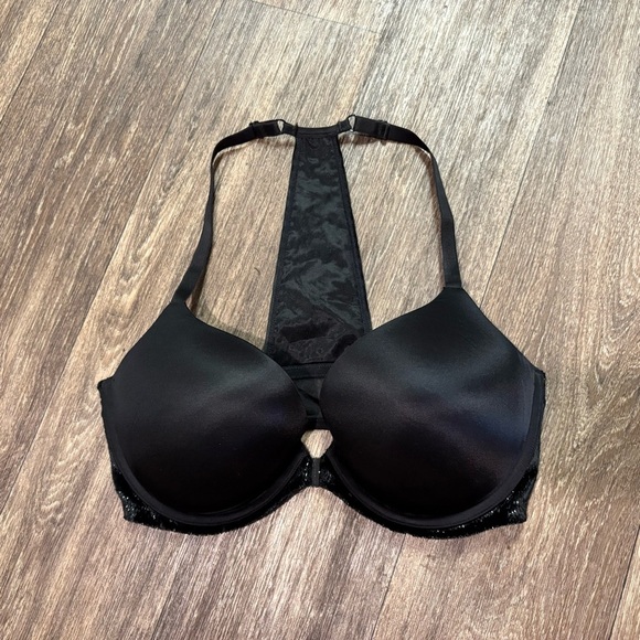 Victoria's Secret Very Sexy Velvet Trimmed Push-up Bra 36DD Black Front Clasp - Picture 3 of 14